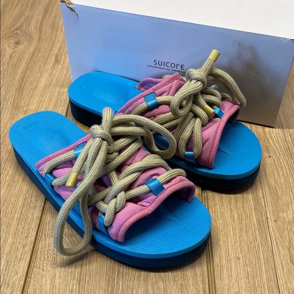 Suicoke Kid Super Pink and Blue Rope Sandals Slides - Picture 1 of 7